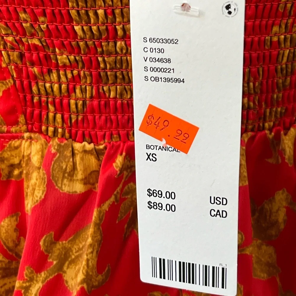 NWT UO Bustier Floral Mini Dress Orange/Red Gold Size S - Picture 6 of 15